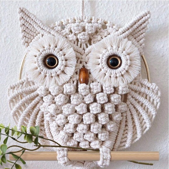 Vintage Owl Macrame Handcrafted Bohemian Wall Deco - Picture 3 of 6
